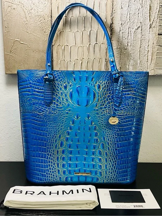Brahmin Ezra ELECTRIC INDIGO MELBOURNE OMBRÉ Tote Shoulder Bag W/Eye
