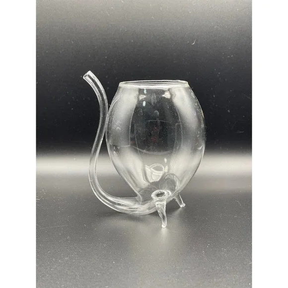 Vampire Port Sipper Glass with‎ Built-in Straw Tripod Footed Clear Glass 4.5