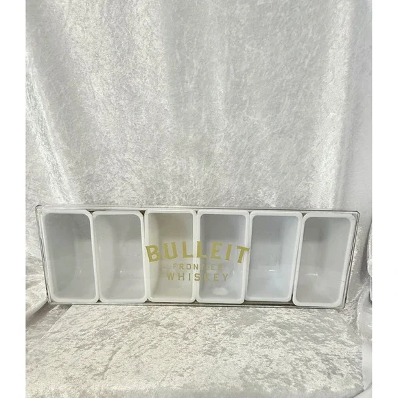 Bulleit Frontier Whiskey Bar Condiment Caddy Garnish Tray 6 Compartment Rustic