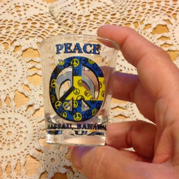 Bahamas Hippie Shot Glass, Peace Out!
