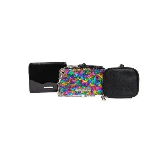 Madden Girl 3-Piece Rainbow Sequin Clutch & Coin Wallet Set
