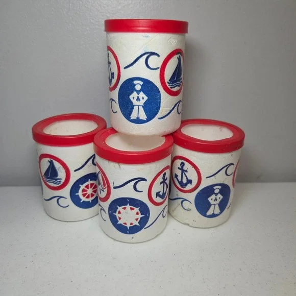 Crown Molding Co Thermo Coaster Vintage Nautical Styrofoam Koozie Set of 4