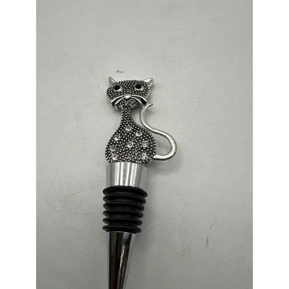 Sparkling Cat Wine Bottle Stopper Rhinestone‎ Embellished Barware Accessory