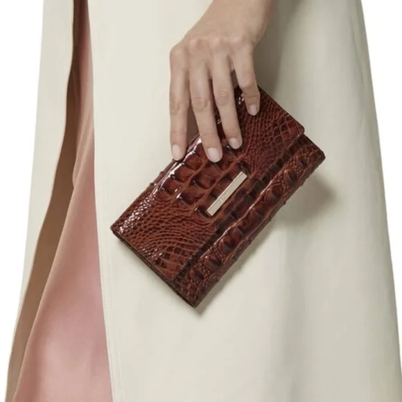 Brahmin Cordelia Brown‎ Pecan Melbourne Croc Embossed Wallet