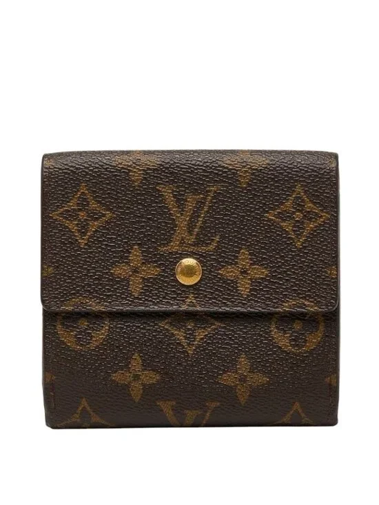 Louis Vuitton Monogram Portefeuille Elise Trifold Wallet Hook Brown Leather