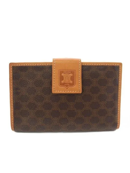 Celine Macadam Kiss Lock Bifold Wallet Brown TK 49