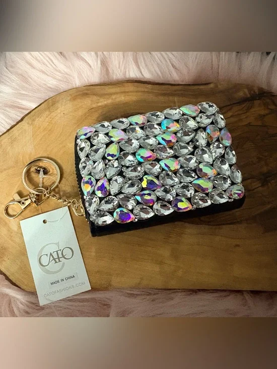 Cato Black Accordion Card Wallet with Gold Keychain Hardware #2003