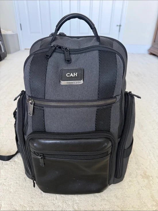TUMI Bravo Deluxe Backpack Black Ballistic Nylon Leather Laptop Travel Bag 17”