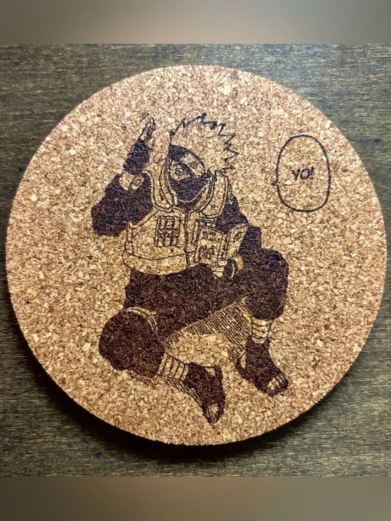 Naruto Kakashi Laser Engraved Cork Coaster #5
