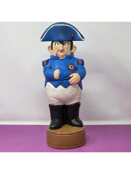 Napoleon Bonaparte-Inspired Ceramic Decanter Hand-Painted Blue & White Uniform