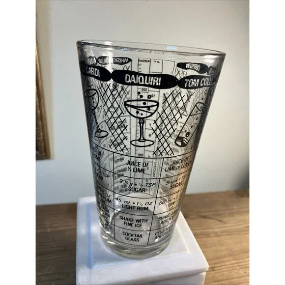 VTG 50’s Irvinware USA Party Barware Drink Recipe Cocktail Mixer Shaker Glass 6”