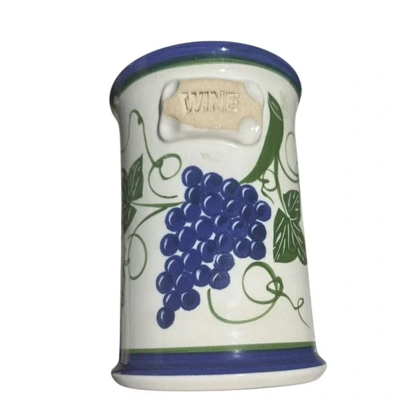 Vintage Wine Cooler/Bottle Holder Stoneware‎ with Hand-painted Grape Design Napa