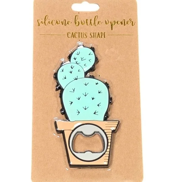 TMD Retail Cactus Silicone Bottle Opener Green Tan Novelty‎ Bar Tool NWT