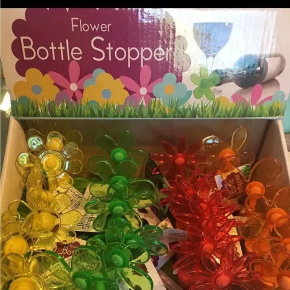 Flower wine cork bottle stopper set