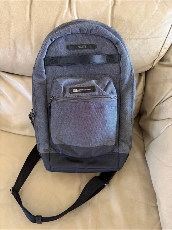 Tumi Blue-Gray Sling Backpack with Front Pocket -Never Used