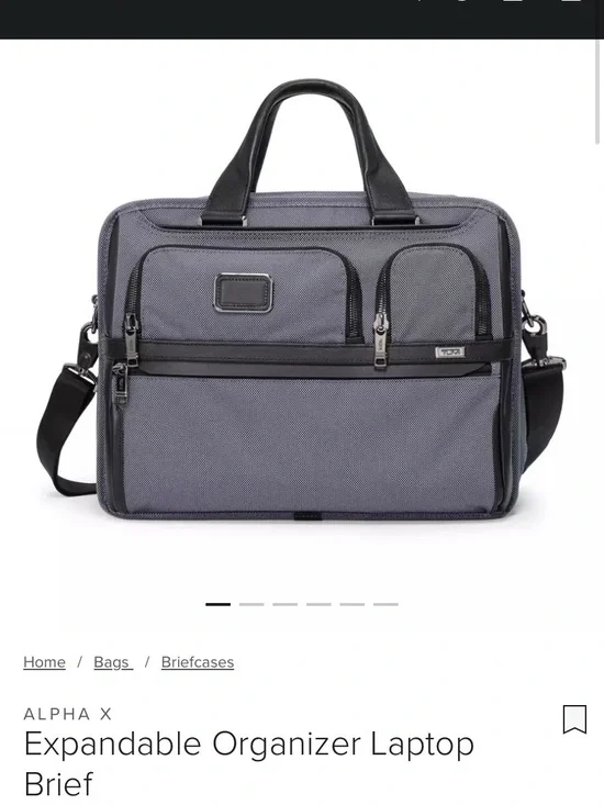 Tumi Gray Alpha X Organizer Briefcase with Black Trim