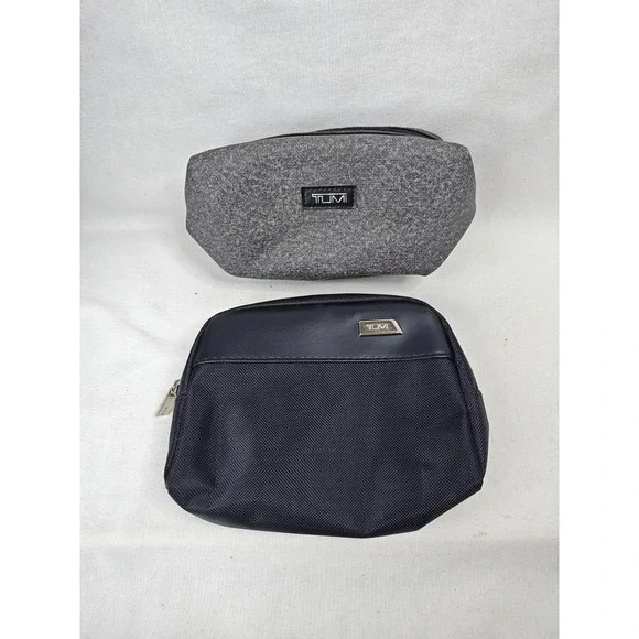 TUMI For Delta Travel Toiletry‎ Bag Case Set  Of 2 Black Gray Lot Of 2