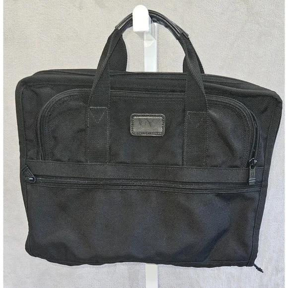 TUMI Black Ballistic Nylon Zip Around Expandable Document Organizer Briefcase