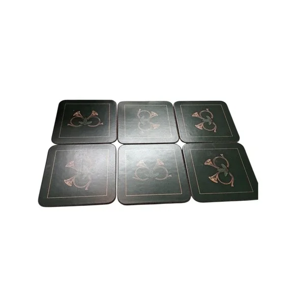 Pimpernel Christmas‎ Holiday Coasters Set of 6 Hunting Horns Made in England 4