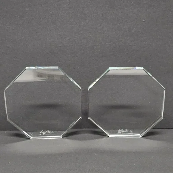 Oleg Cassini Clear Crystal Octagon Minimalist Coasters Set