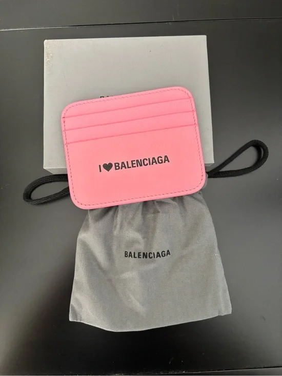 Balenciaga Pink Compact Leather Card Holder
