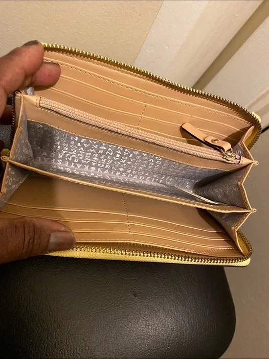 kate spade Bright Yellow Zip-Around Leather Wallet