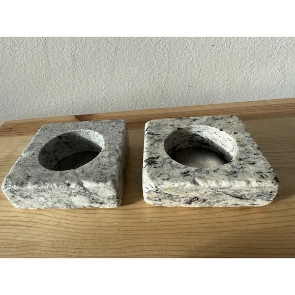 VTG Set Of 2 Granite/Stone Coasters Or Candle Holder Raw Rough No Polish Organic