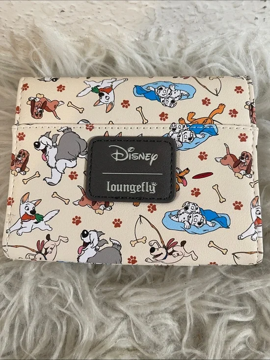 DISNEY LOUNGEFLY Dogs Play Mini Wallet Classic Cartoons NEW