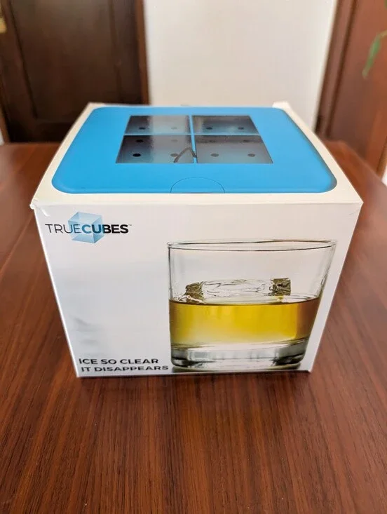True Cubes Crystal Clear Ice Cube Maker 4 Clear Ice Cubes for Cocktails