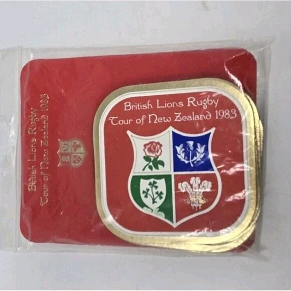 VINTAGE CARDBOARD COASTERS BRITISH LIONS RUGBY TOUR OF NEW ZEALAND 1983 SET OF 6
