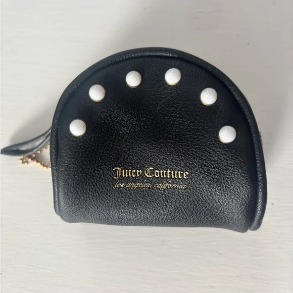 Juicy Couture Coin Pouch Womens OS Black Studded Logo‎ Mini Bag
