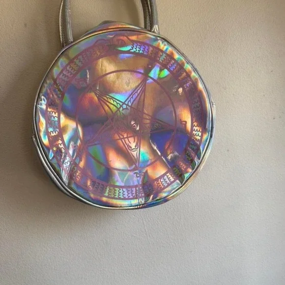 killstar baby‎ baphoment round bag iridescent pastel goth rave FLAWEd