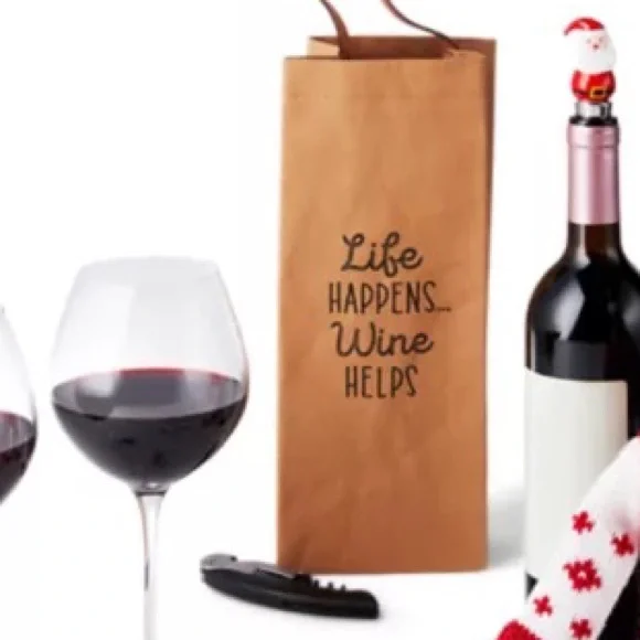 2-piece graphic wine bag and bottle opener set