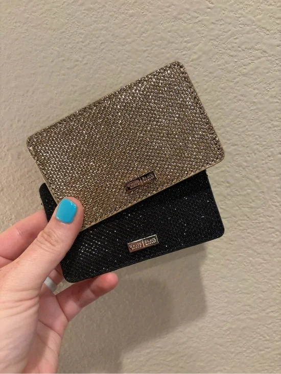 White House Black Market Glitter Mesh Credit Card Case - LOT OF 2 - Gold & black