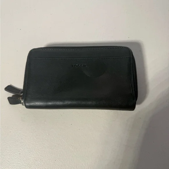 Y2K Fossil Dark‎ Leather Zip Wallet