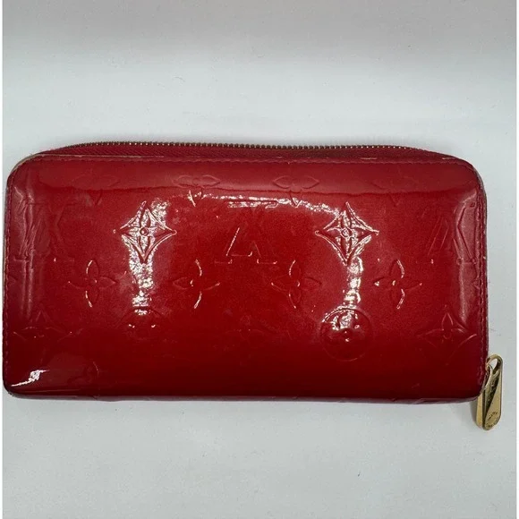 Louis Vuitton Zippy Wallet‎ Monogram Vernis Pomme D'Amour Red Patent Leather#839