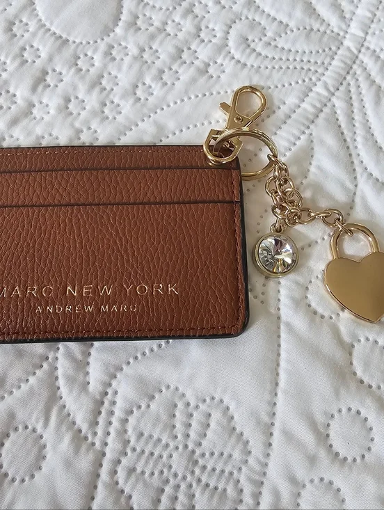Marc New York Andrew Marc Pebbled Card Case Wallet Brown Size 2.5x4