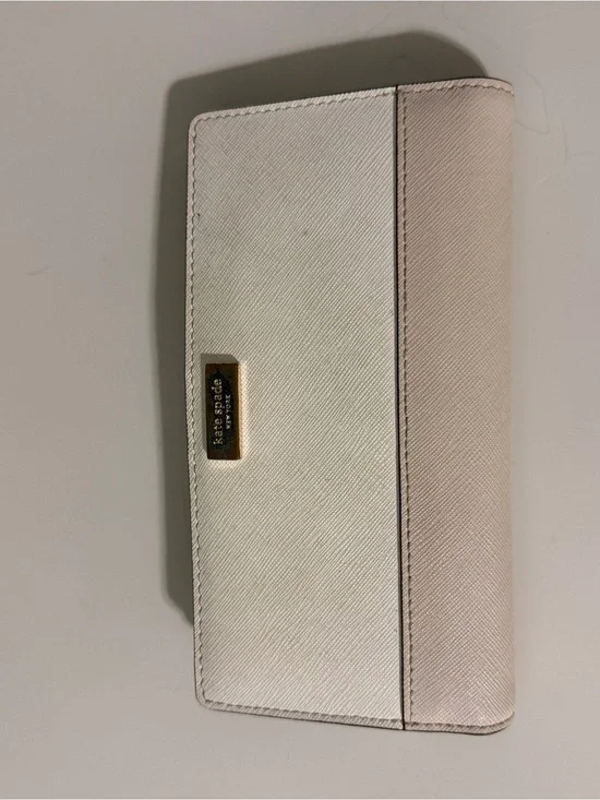 kate spade cream and light pink Saffiano bifold wallet