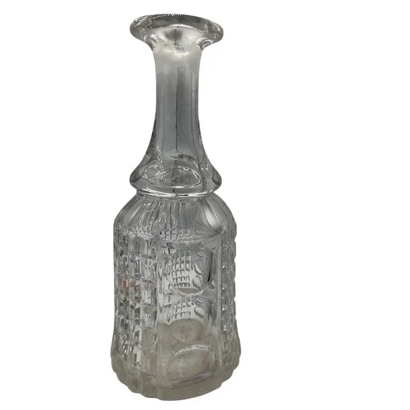 Antique EAPG Boston Sandwich‎ Glass Waffle & Thumbprint Bar Bottle