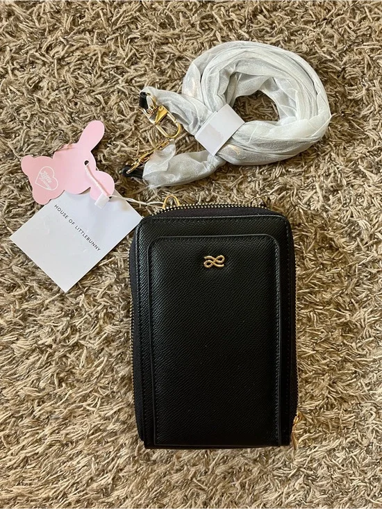 HOUSE OF LITTLEBUNNY Black Crossbody Wallet with Gold Hardware - NWT