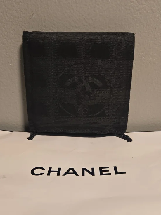 CHANEL Travel Line Black Quilted Fabric Bi-Fold Wallet