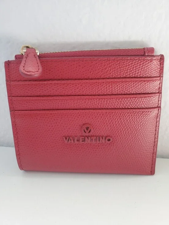 Valentino Red Leather Card Coin Wallet