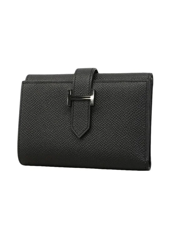 Hermes Trifold Wallet Bearn Combination Veau Epsom So Black Silver