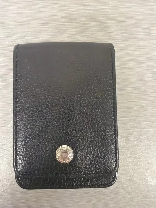 Coach Black Pebbled Leather Business Card Holder Snap Closure Case