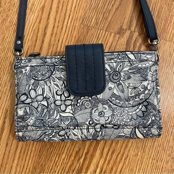 Sakroots Olympic Navy Floral Crossbody Phone Holder Wallet