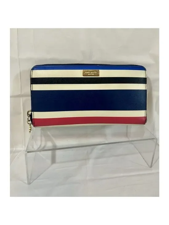 Kate Spade Laurel Way Neda Cruise Stripe Zip Around Accordion Wallet Clutch