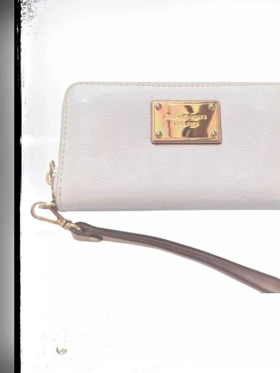 Michael Kors White Patent Leather, MK Logo, Minimalist Wallet