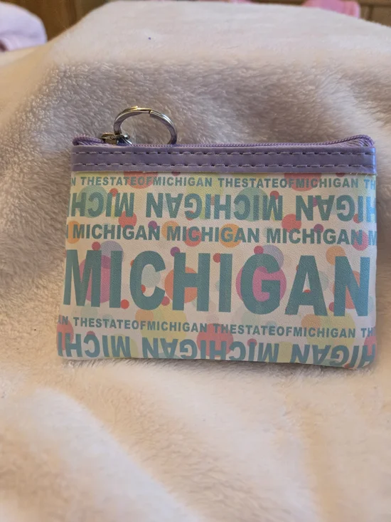 Michigan Graphic Zip Card Wallet - Lavender Accent