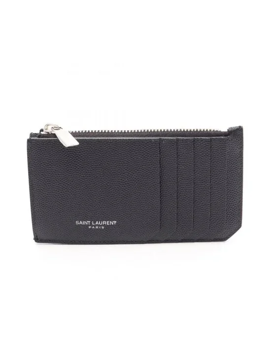 Saint Laurent Paris Coin Case Fragment Zip Pouch Leather Card