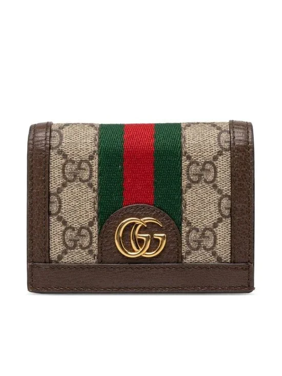 Gucci Ophidia GG Supreme Bifold Wallet Compact Beige Multicolor Leather